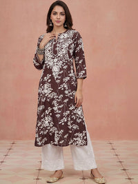 House of Chikankari Women Floral Embroidered Chikankari Kurta