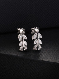 PANASH 925 Sterling Silver Rhodium-Plated CZ-Studded Hoop Earrings