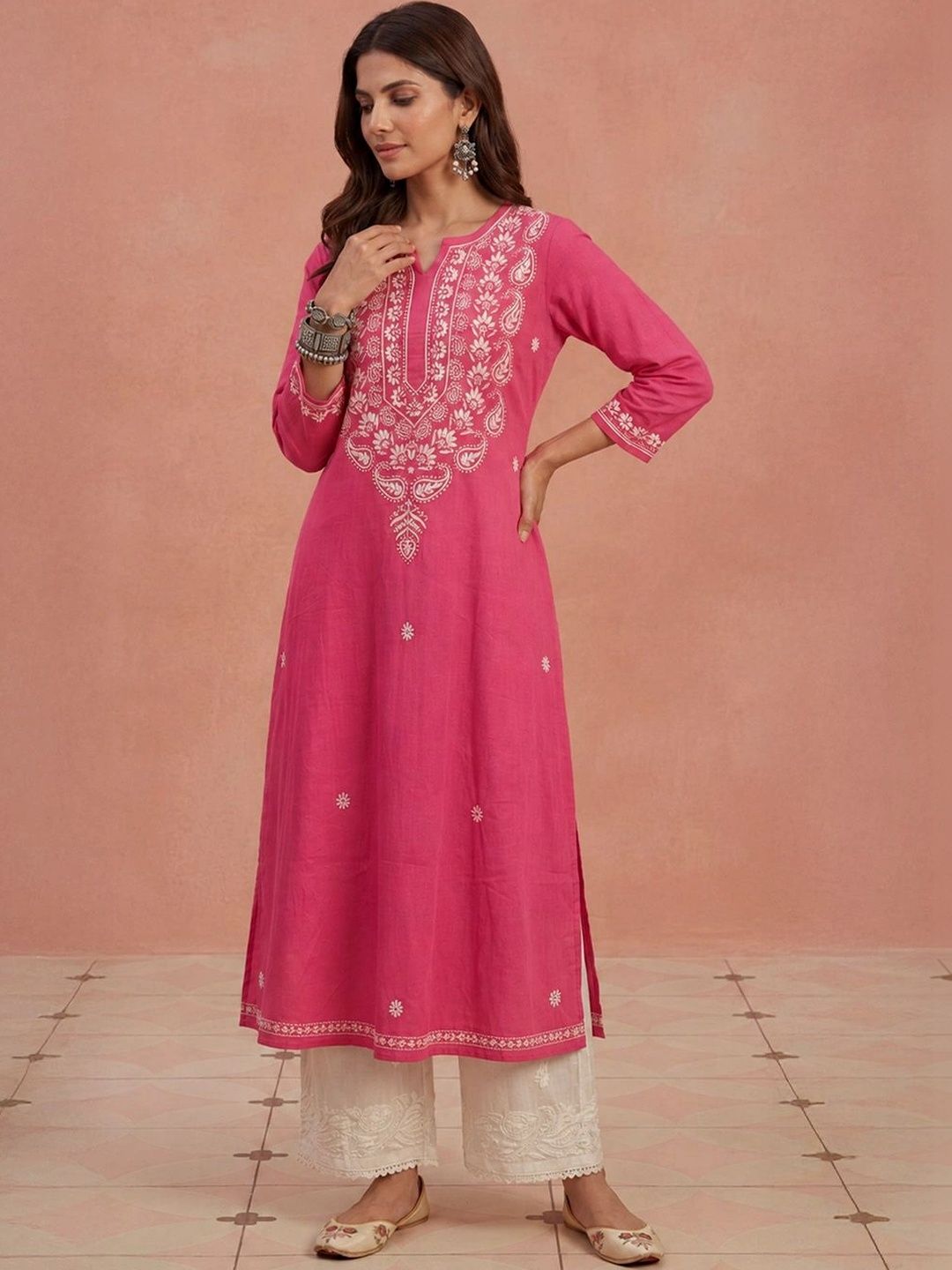 Rumah Wanita Chikankari Sulam Kurta Chikankari