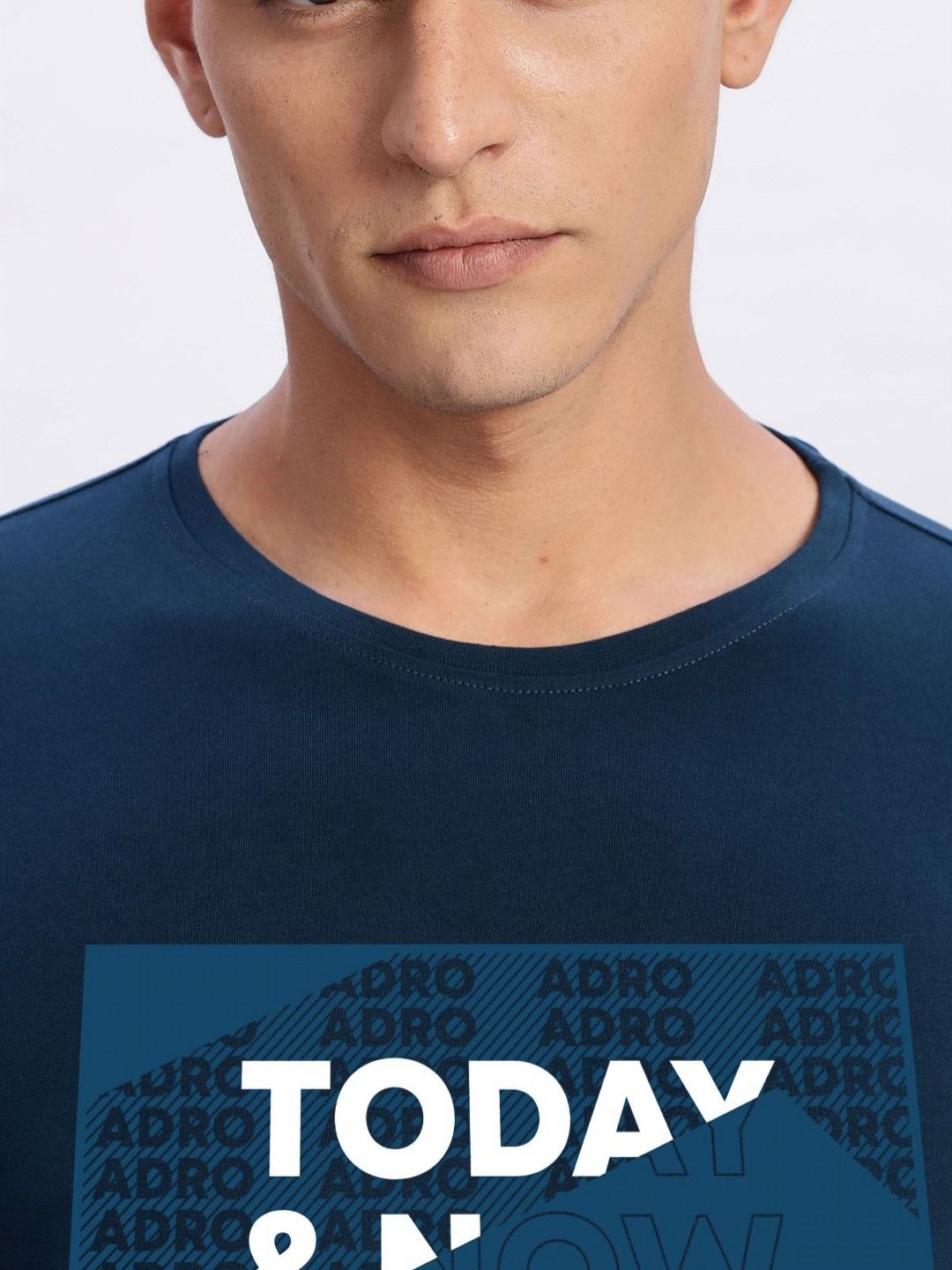 ADRO Men Typography Printed Round Neck Cotton T-shirt