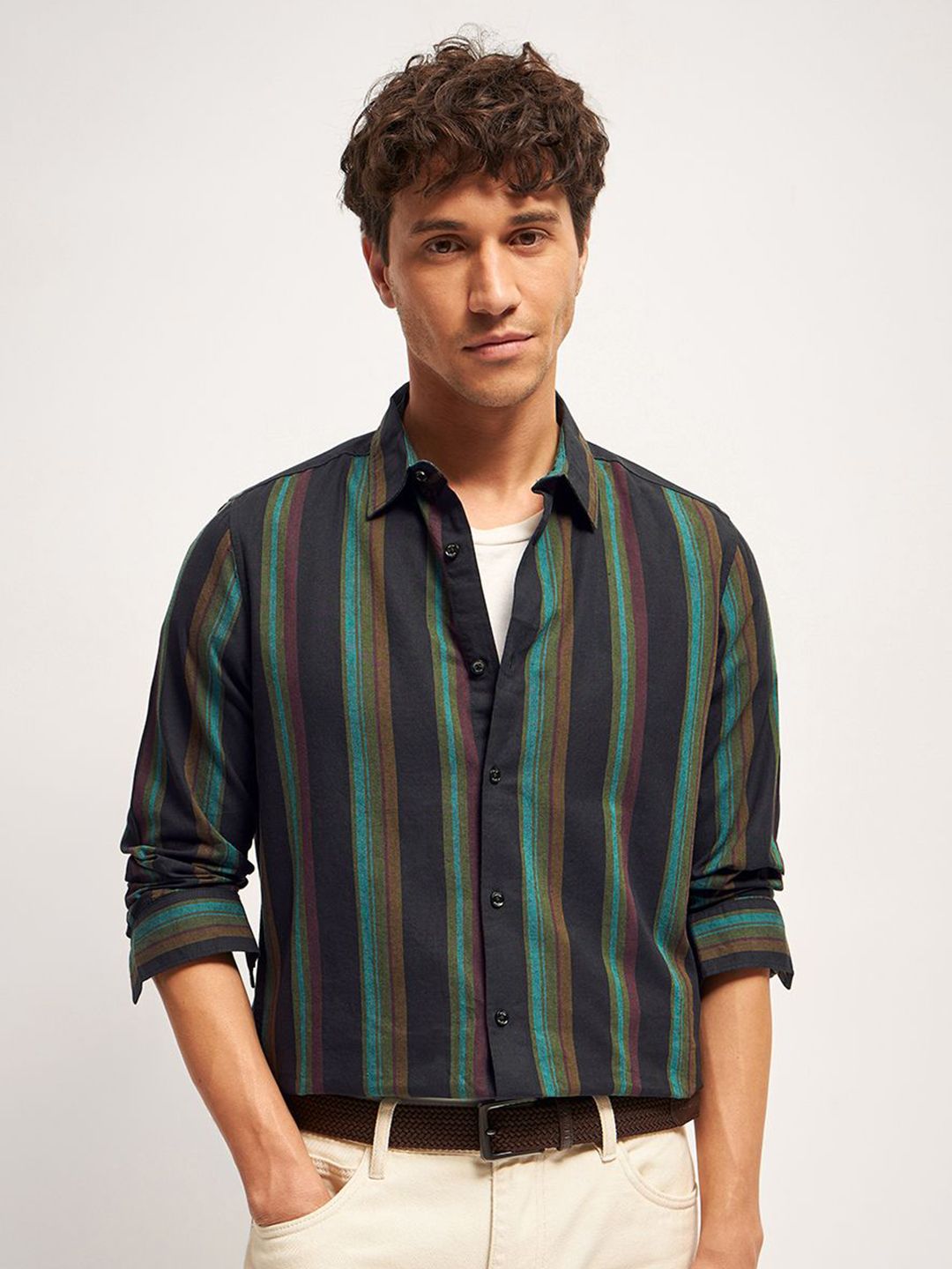 THE BEAR HOUSE Men Multi Striped Slim Fit Casual Shirt