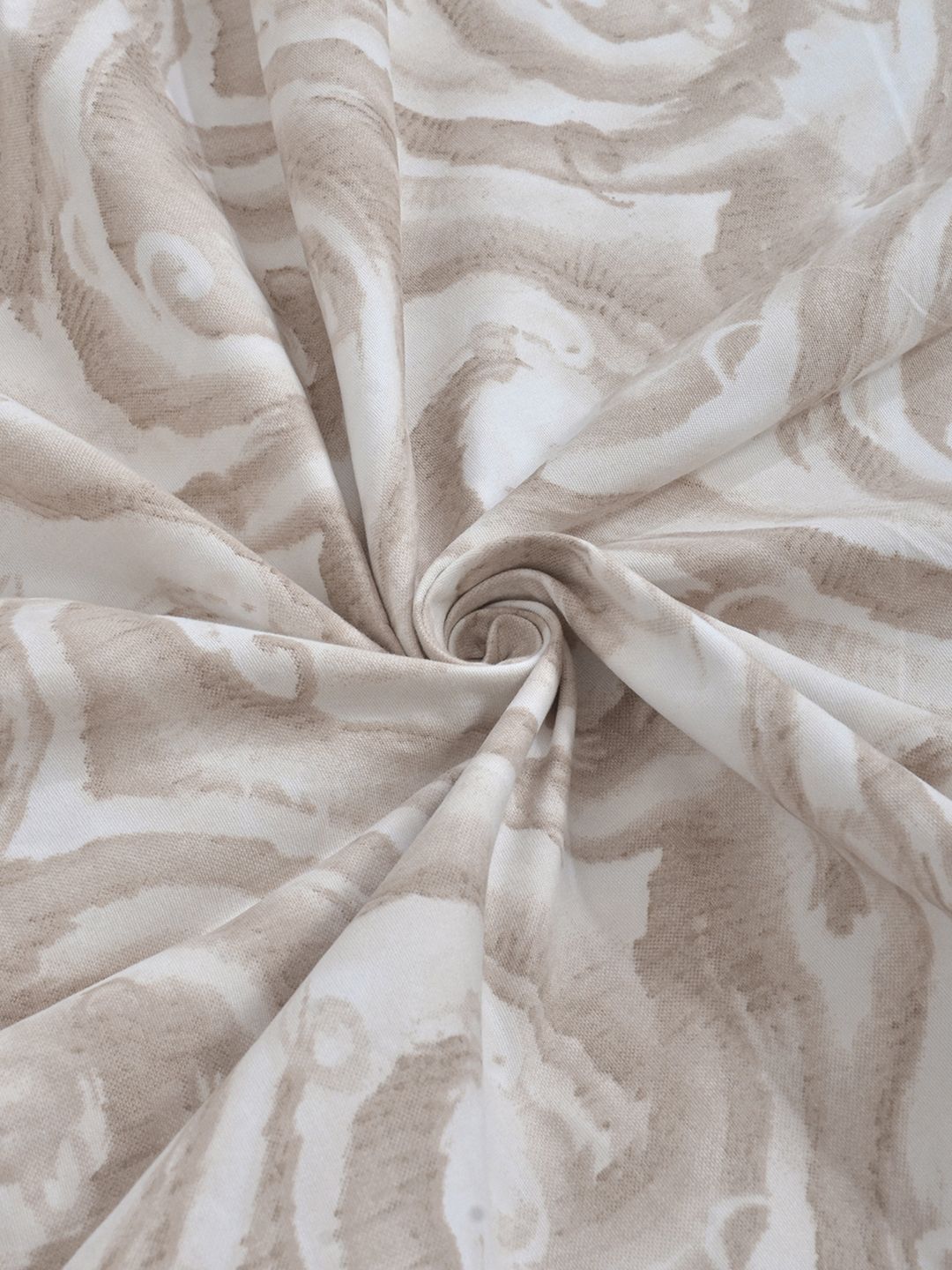 KLOTTHE Beige Abstract 300 TC Fitted Double King Bedsheet With 2 Pillow Covers