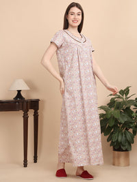 Sweet Dreams Women Round Neck Pure Cotton Nightdress