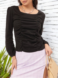 DressBerry Puff Sleeve Perfection Ruched Fitted Top
