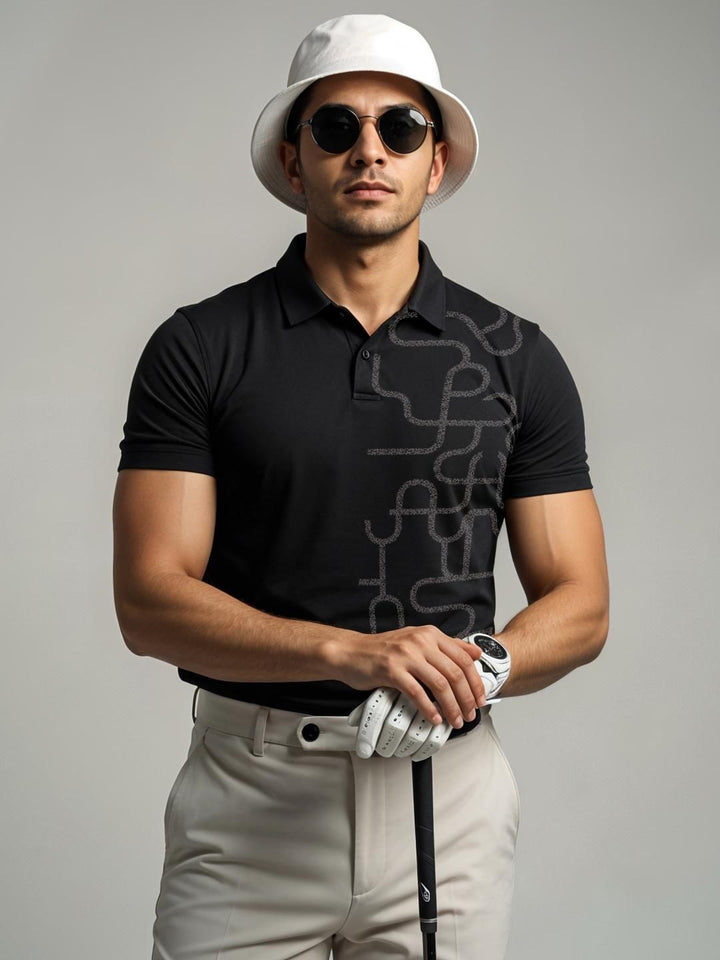 ADRO Men Black Cotton Tshirts
