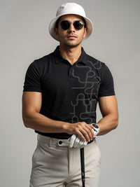 ADRO Men Black Cotton Tshirts
