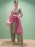 Vishudh Women Ethnic Motifs Embroidered Regular Thread Work Kurta with Trousers & With Dupatta