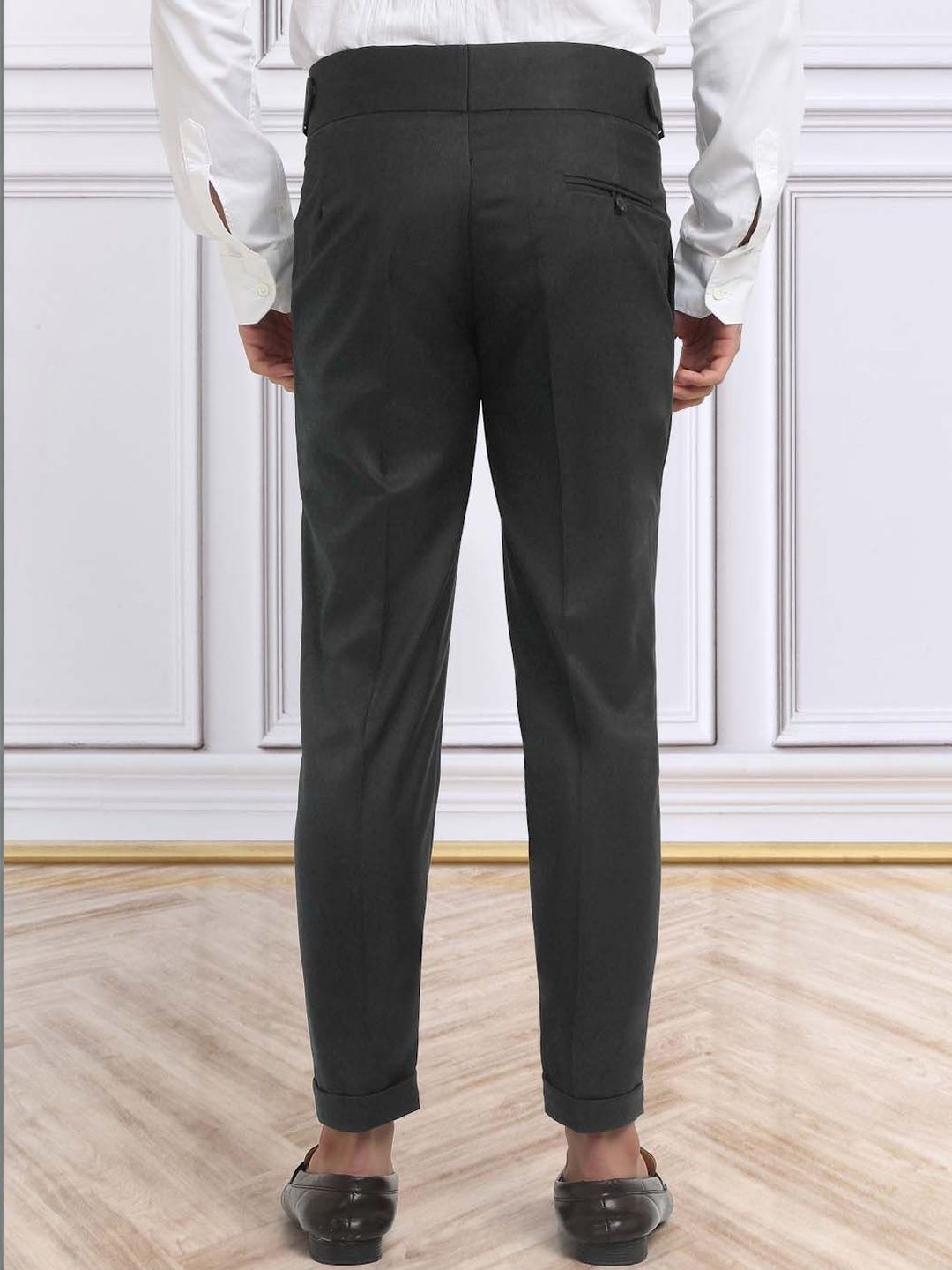 Men's Black Cotton Rich Solid Slim Fit Formal Gurkha Pants