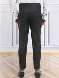 Men's Black Cotton Rich Solid Slim Fit Formal Gurkha Pants
