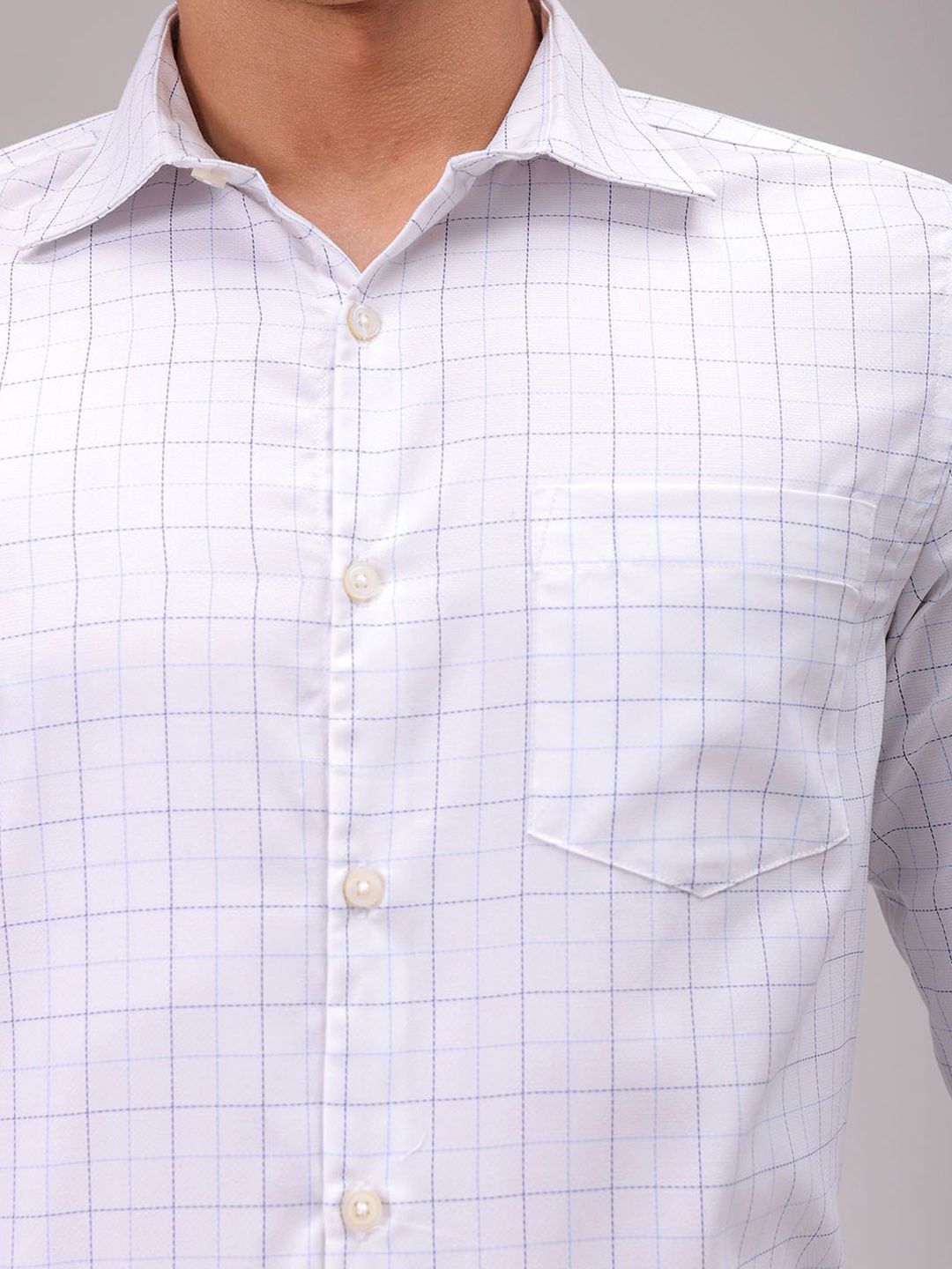 The Indian Garage Co. X Luxe Men Cutaway Collar Checked Slim Fit Formal Shirt