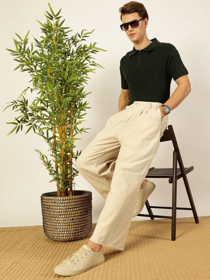 Thomas Scott Men Bio Finish Solid Polo Collar Cotton T-shirt