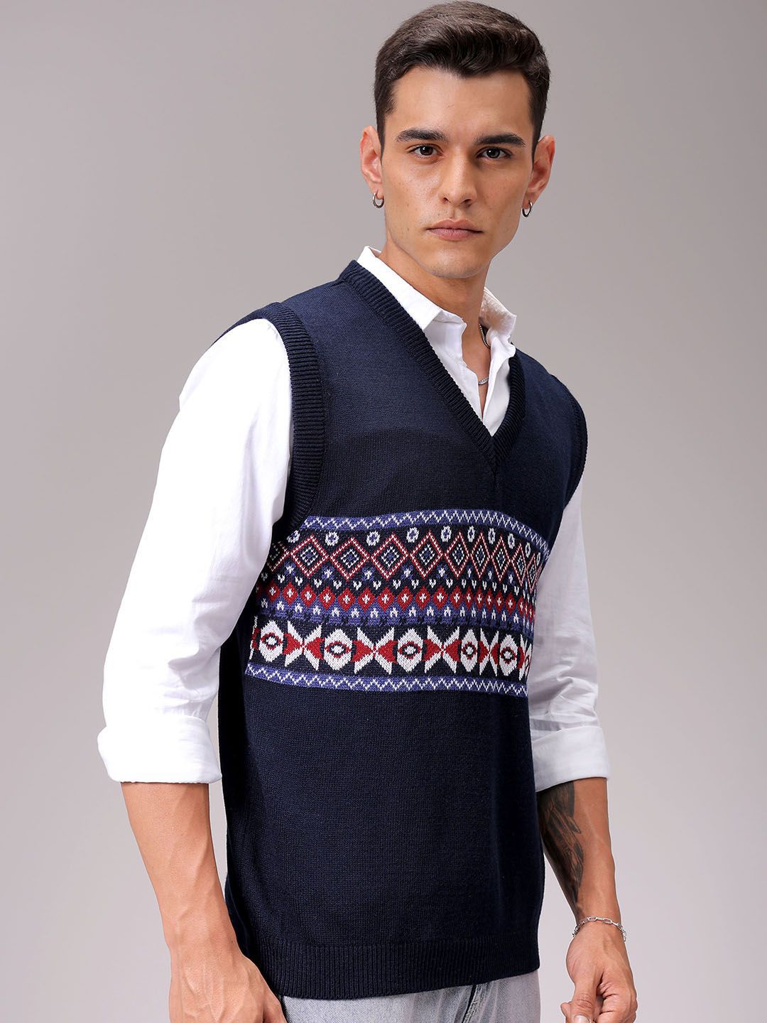 The Indian Garage Co Men Argyle Winter Sweater Vest
