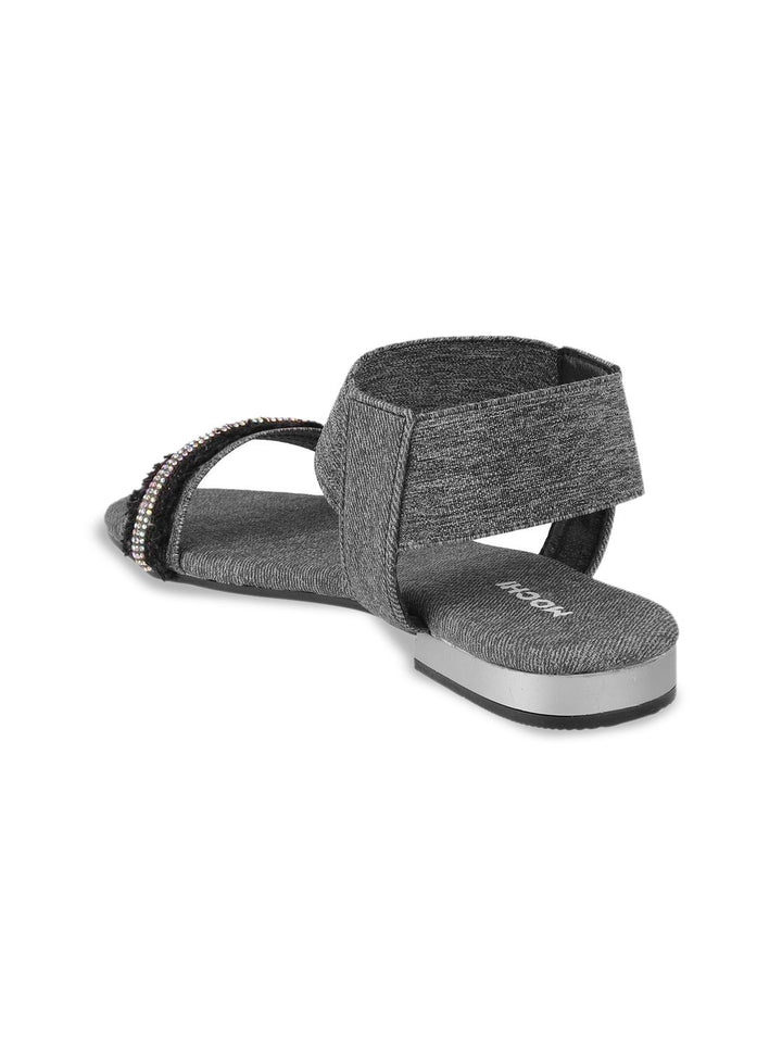 Mochi Women Western Embellished Open Toe Flats