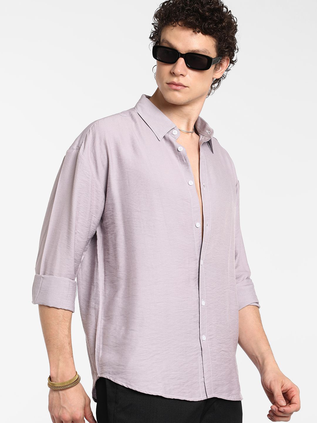 Campus Sutra Men Comfort Spread Collar Solid Casual Shirt