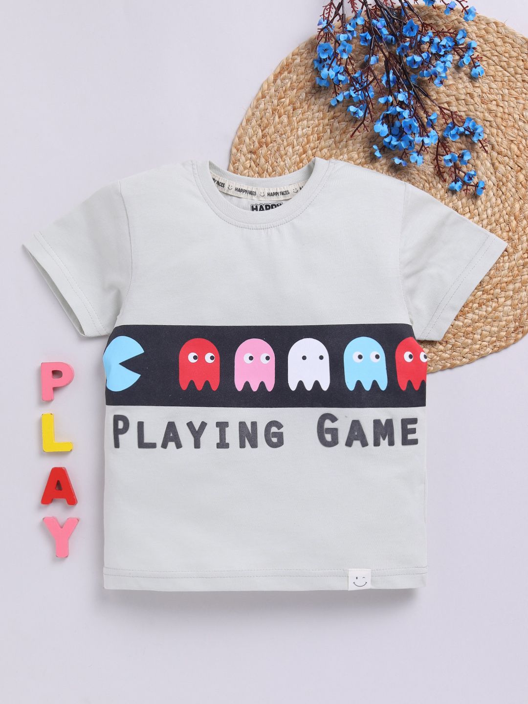 Happy Faces Boys Printed Pure Cotton T-shirt