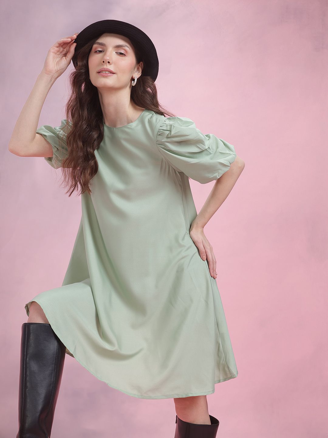 DressBerry Puff Sleeve A-Line Dress
