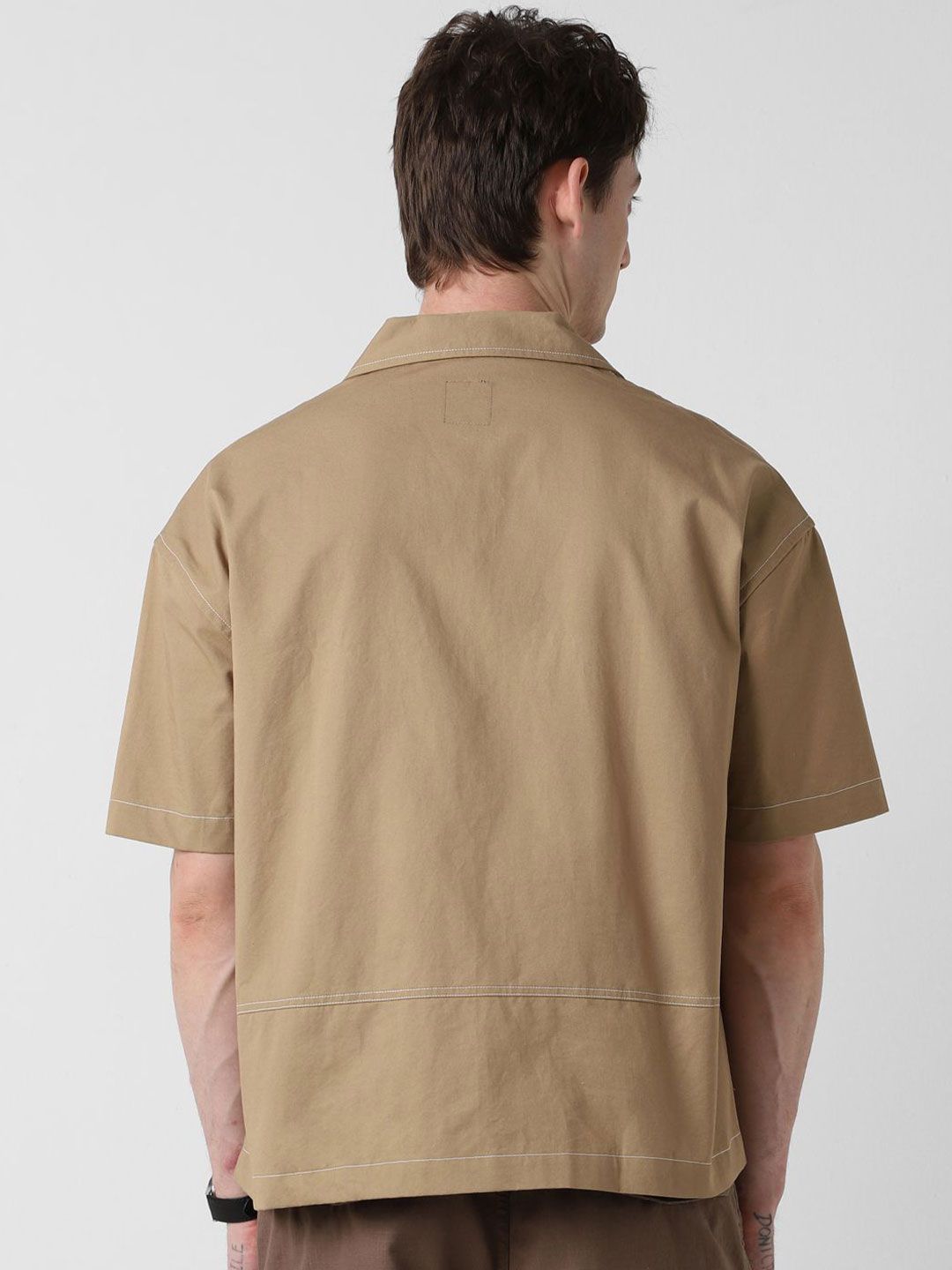 VASTRADO Men Classic Cuban Collar Solid Cotton Oversized Casual Shirt