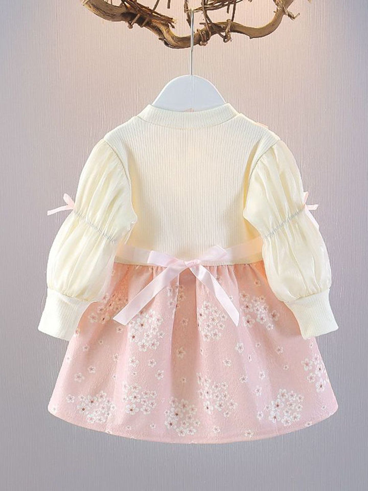 YK Girl Round Neck Applique Pinafore Dress