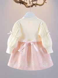YK Girl Round Neck Applique Pinafore Dress