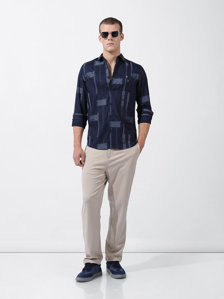 The Indian Garage Co Men Slim Fit Textured Party Shirt