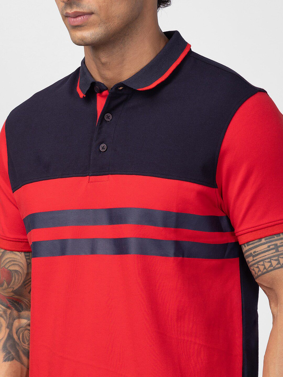 SPYKAR Men Colourblocked Polo Collar Slim Fit T-shirt