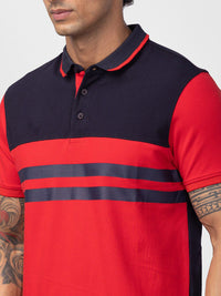 SPYKAR Men Colourblocked Polo Collar Slim Fit T-shirt