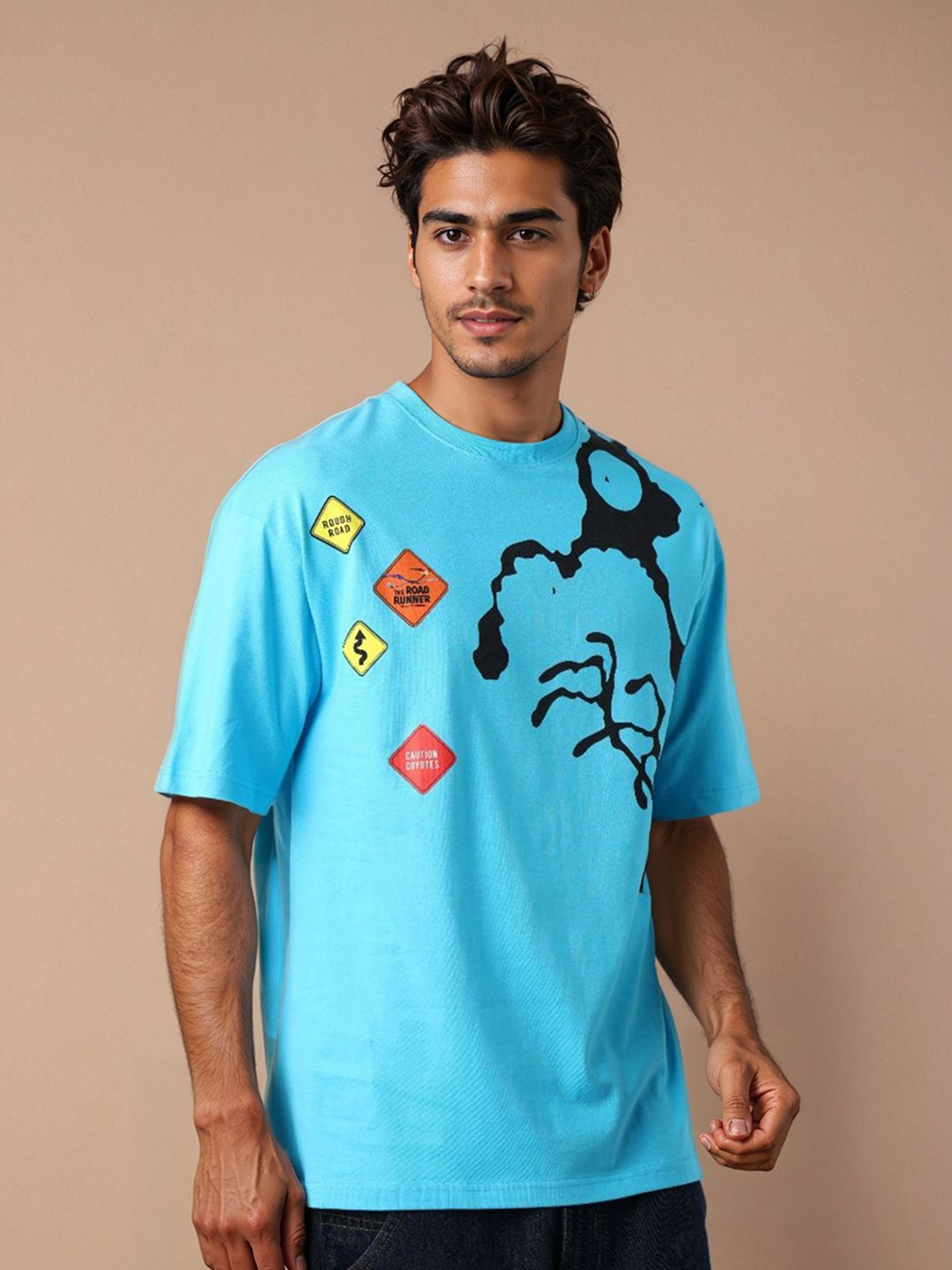 The Indian Garage Co Men Looney Tunes Graphic Printed Round Neck Cotton T-shirt