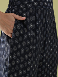 Anouk Paisley Print Thread Work & Sequinned Detail A-Line Kurta with Trousers & Dupatta