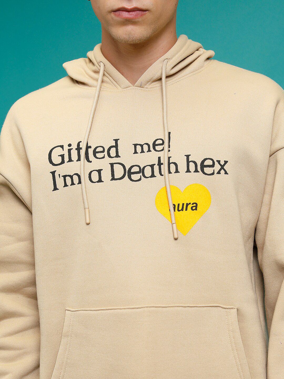 HIGHLANDER Typography Printed Oversized Hooded Pullover Sweatshirt