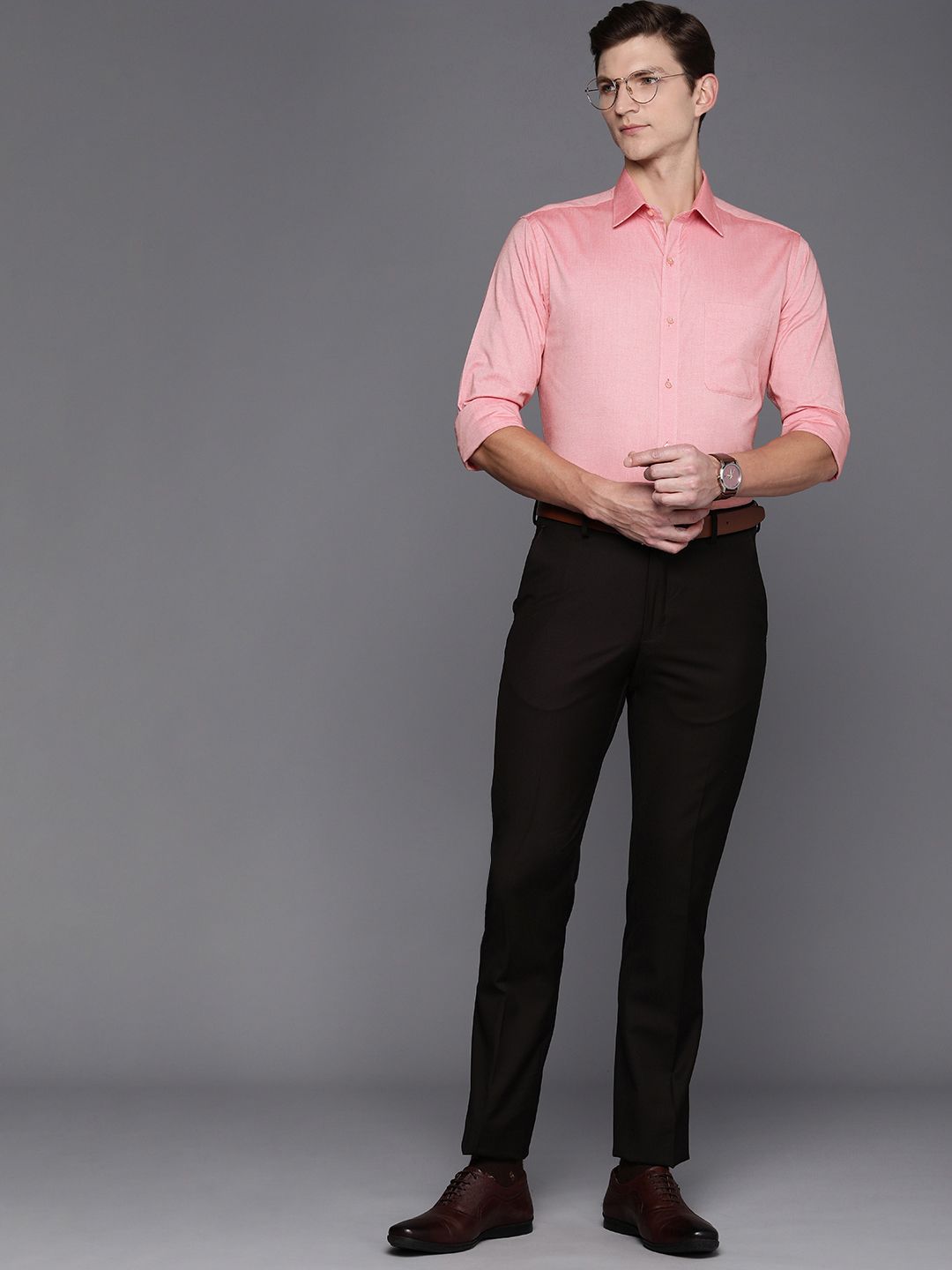 Raymond Self Design Slim Fit Pure Cotton Formal Shirt