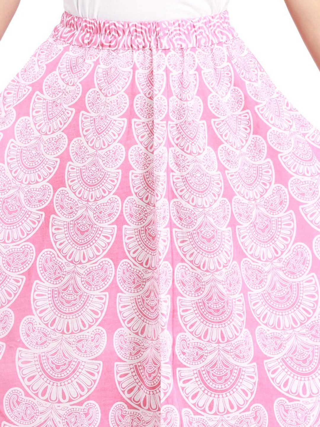 Exotic India Pure Cotton Block Printed Patterns Mauveglow Midi-Skirt