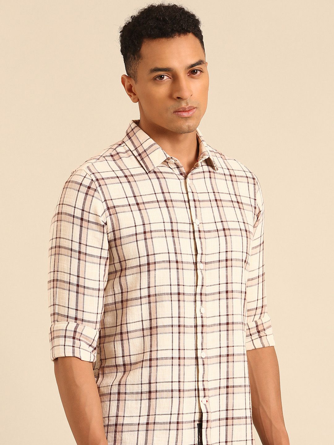 Being Human Slim Fit Checked Pure Cotton Casual Shirt