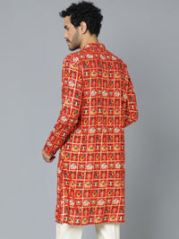 VASTRAMAY Ethnic Motifs Printed Mandarin Collar Straight Kurta