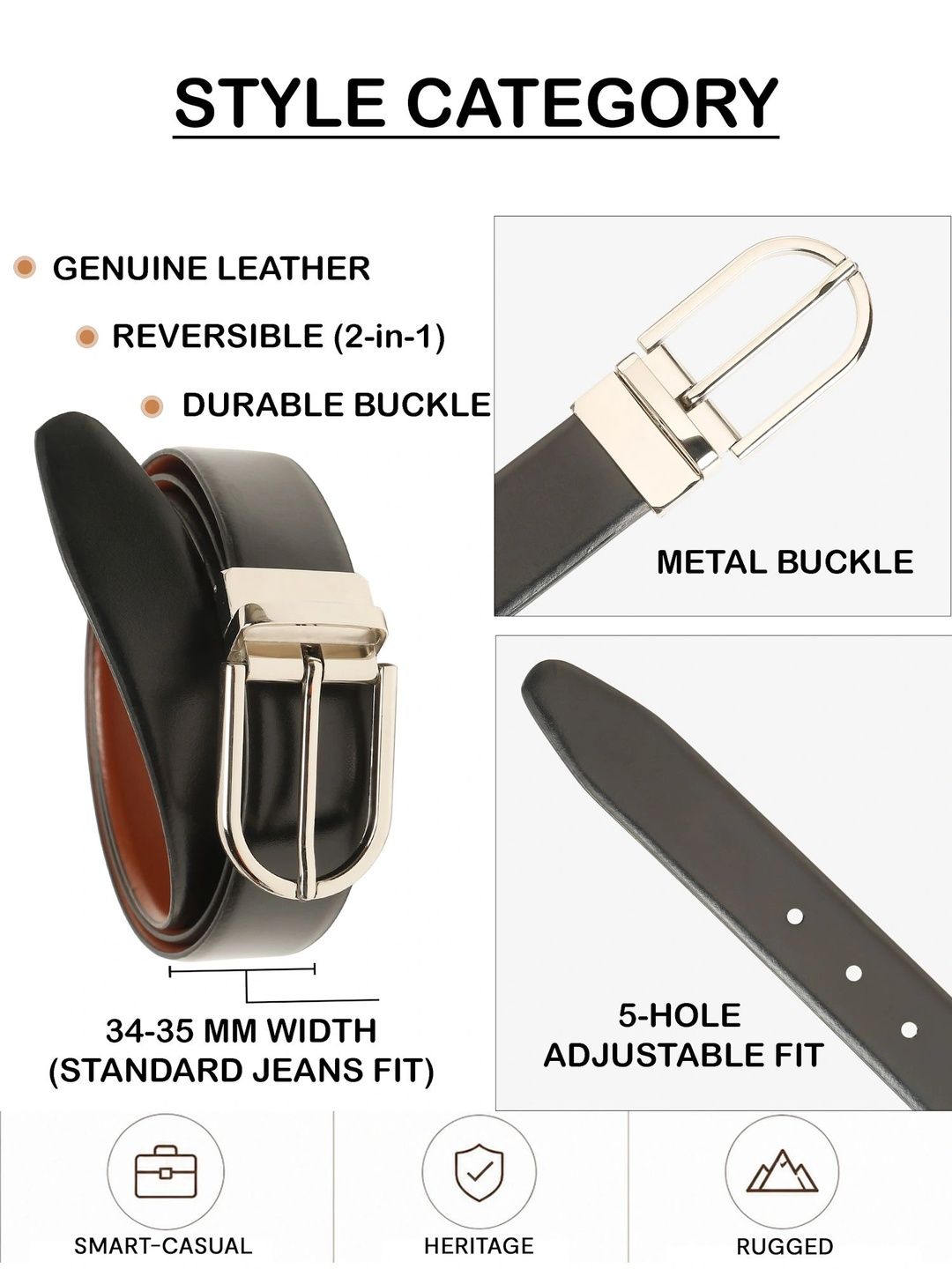 Teakwood Leathers Men Leather Reversible Formal Belt