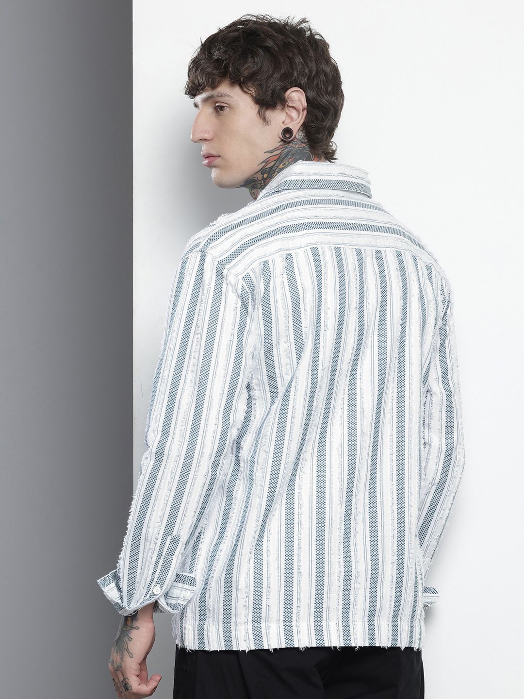 The Indian Garage Co Pure Cotton Striped Drop-Shoulder Sleeves Relaxed Casual Shirt
