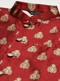 SOJANYA Men Pink Kurta with Churidar with Nehru Jacket