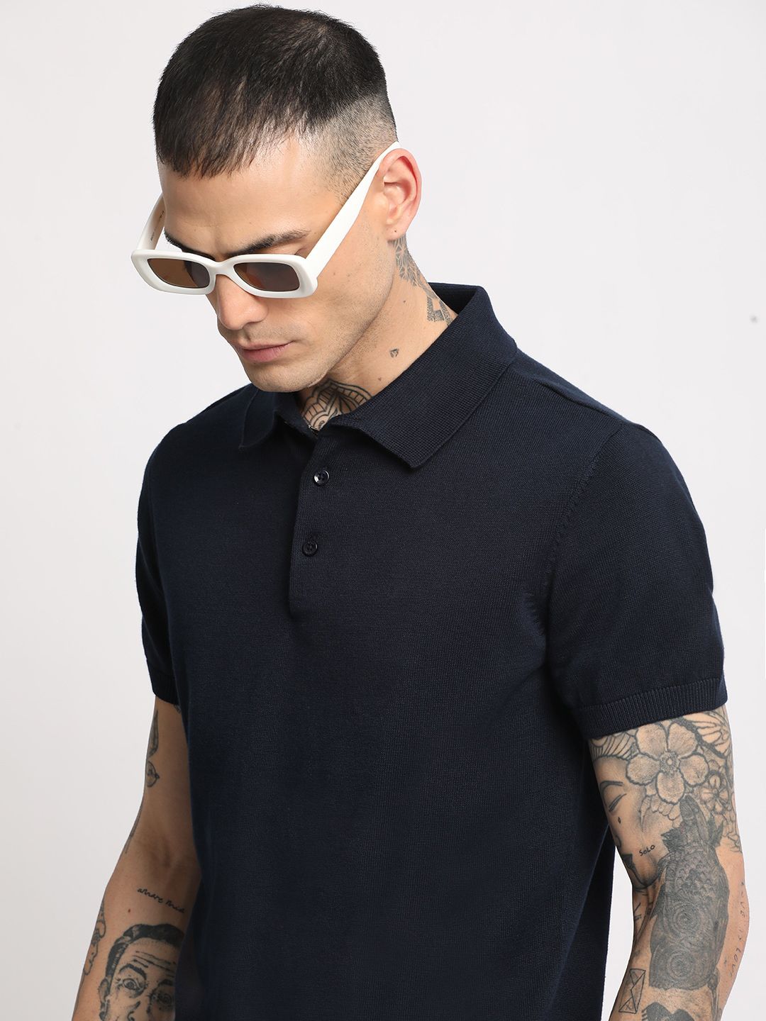 THE BEAR HOUSE Men Pure Cotton Cotton Polo Collar T-Shirt