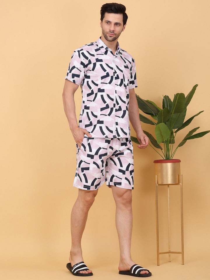Sweet Dreams White & Grey Shirt Collar Printed Shirt With Shorts Co-Ords