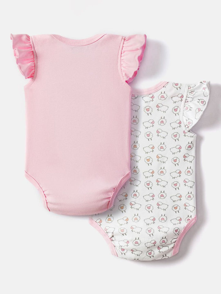 Nauti Nati Infants Pack Of 2 Printed Pure Cotton Bodysuits