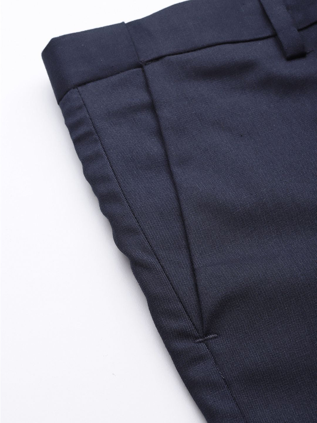 DENNISON Men Blue Smart Tapered Fit Easy Wash Trousers