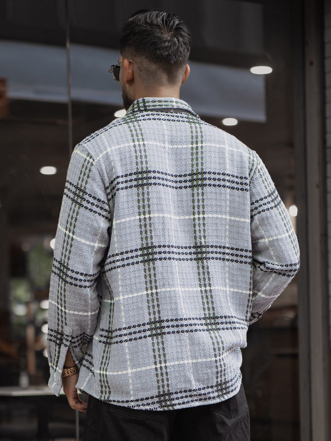 Powerlook Men Spread Collar Textured Cotton Relaxed Fit Casual Shirt