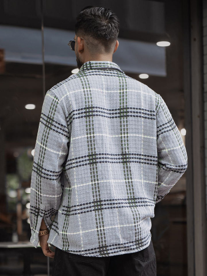 Powerlook Men Spread Collar Textured Cotton Relaxed Fit Casual Shirt