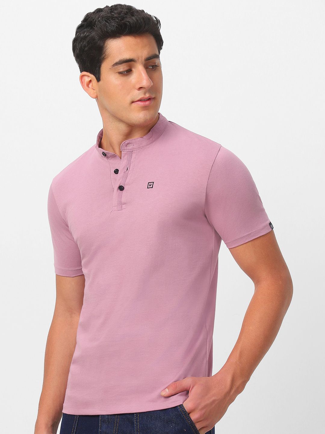 Urbano Fashion Mandarin Collar Slim Fit T-shirt