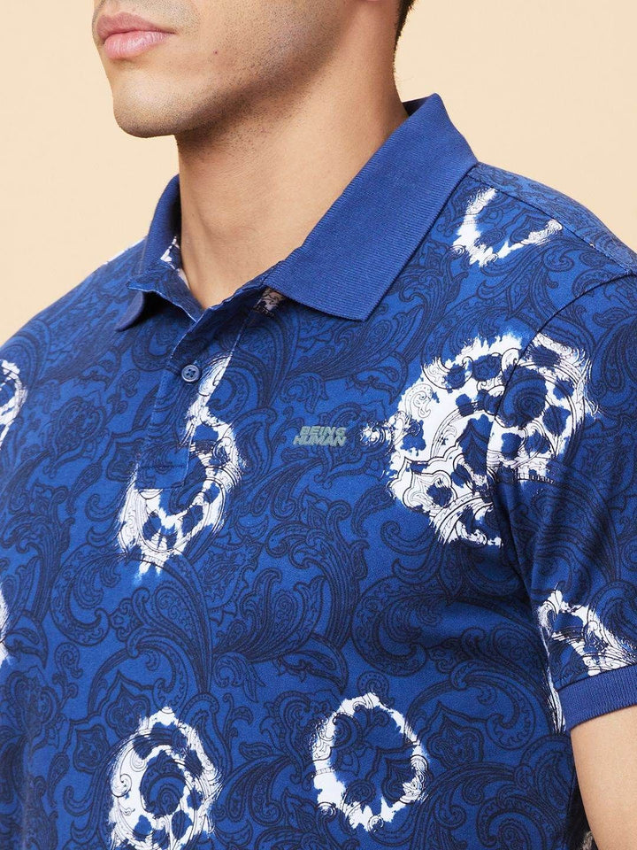 Being Human Men Floral Printed Polo Collar T-shirt