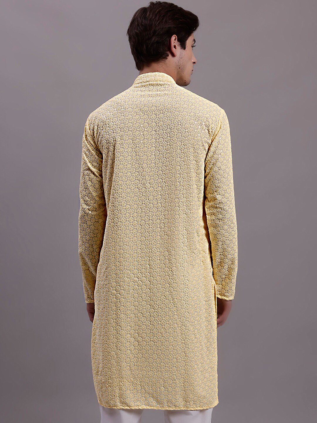Jompers Ethnic Thread Work Mandarin collar Pure cotton Straight Kurta