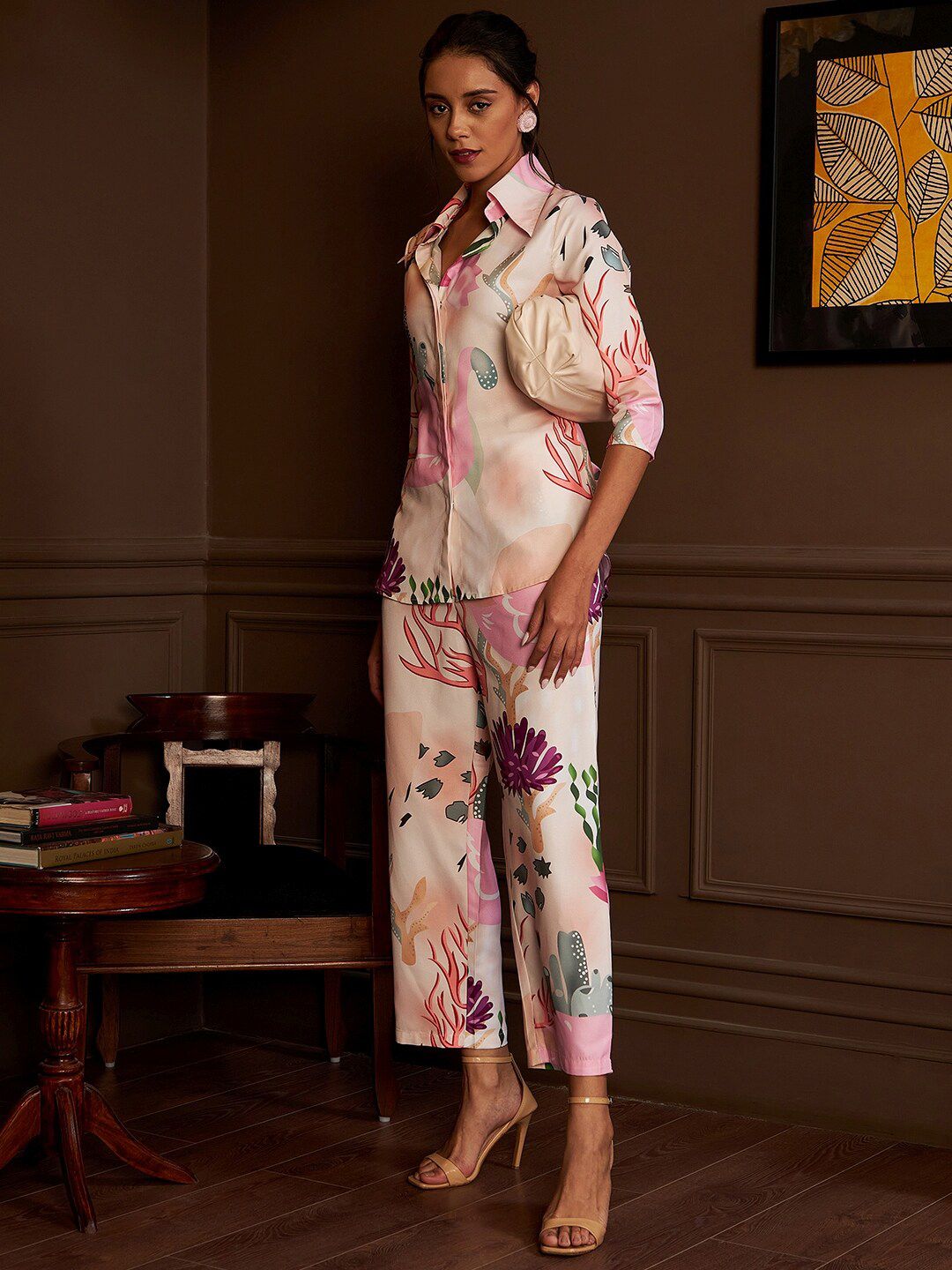 Athena Women Pink Printed Co-Ords