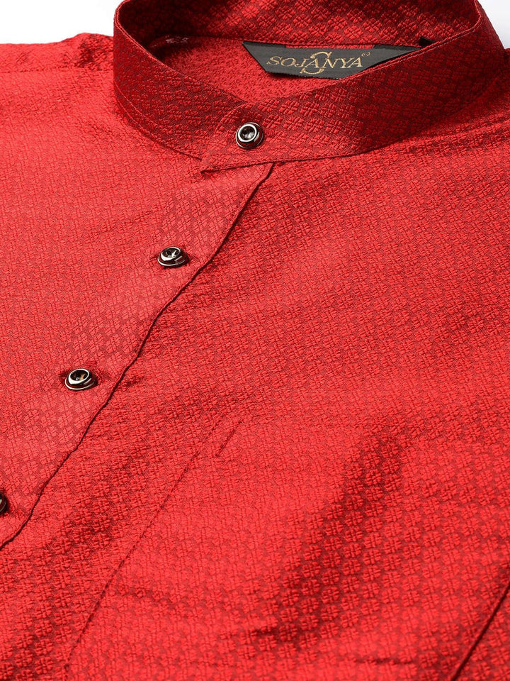 SOJANYA Lelaki Red Woven Design Straight Kurta