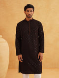 SOJANYA Geometric Embroidered Sequinned Pure Cotton Straight Kurta