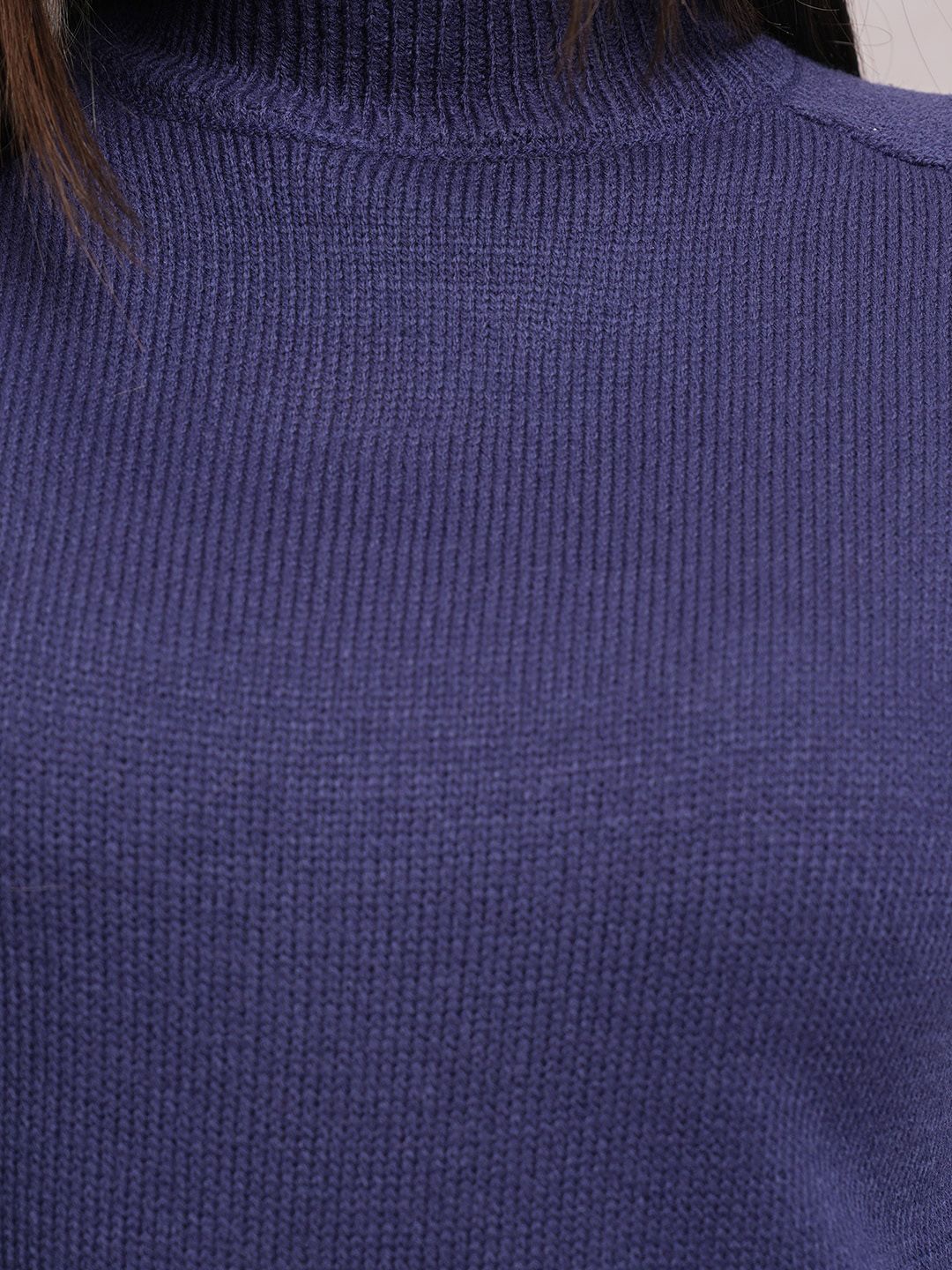 Tokyo Talkies Navy Blue High Neck Sweater With Flared Trouser Co-Ords
