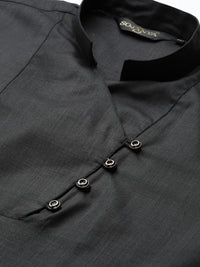 SOJANYA Lelaki Hitam Solid Kurta Lurus Pendek